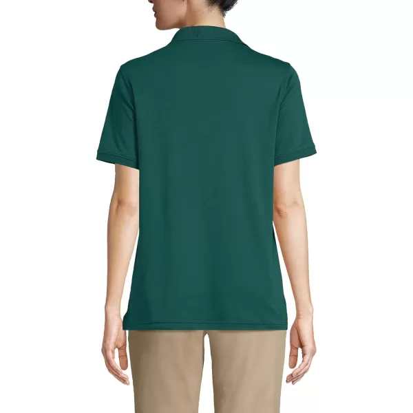 Lands End School Uniform Womens Short Sleeve Interlock Polo ShirtEvergreen