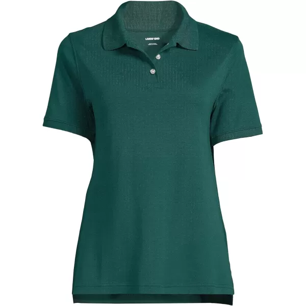 Lands End School Uniform Womens Short Sleeve Interlock Polo ShirtEvergreen