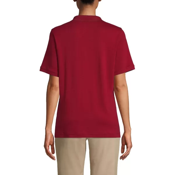 Lands End School Uniform Womens Short Sleeve Interlock Polo ShirtGarnet