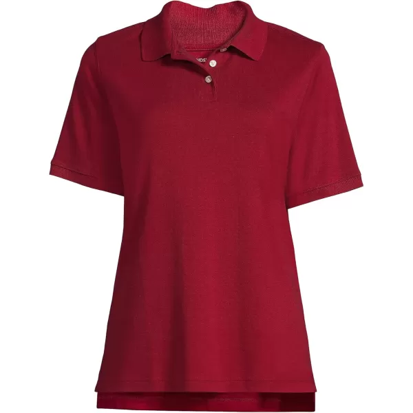 Lands End School Uniform Womens Short Sleeve Interlock Polo ShirtGarnet