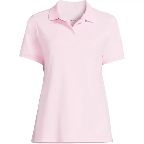 Lands End School Uniform Womens Short Sleeve Interlock Polo ShirtIce Pink