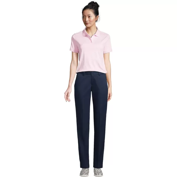 Lands End School Uniform Womens Short Sleeve Interlock Polo ShirtIce Pink