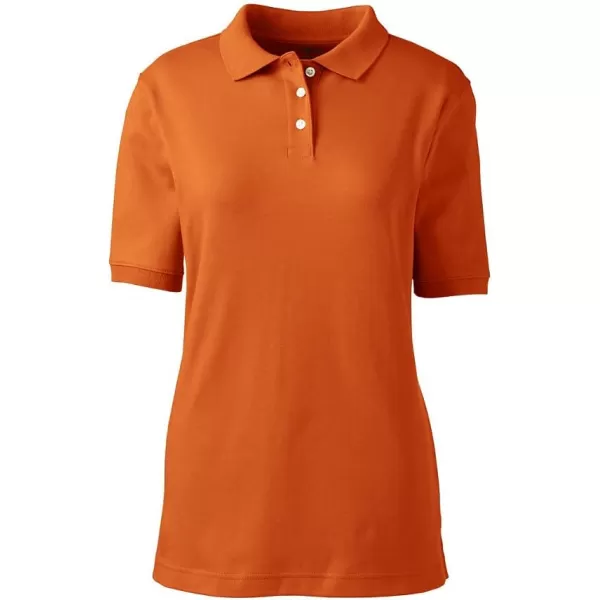 Lands End School Uniform Womens Short Sleeve Interlock Polo ShirtOrange Spice