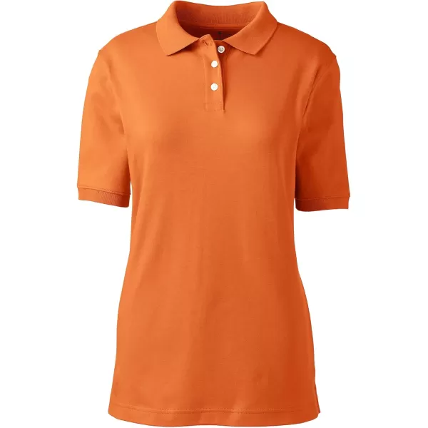 Lands End School Uniform Womens Short Sleeve Interlock Polo ShirtOrange Spice