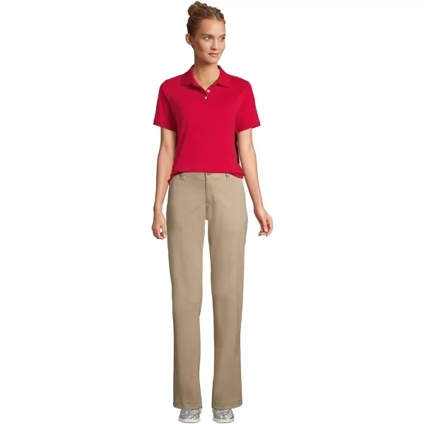 Lands End School Uniform Womens Short Sleeve Interlock Polo ShirtRed