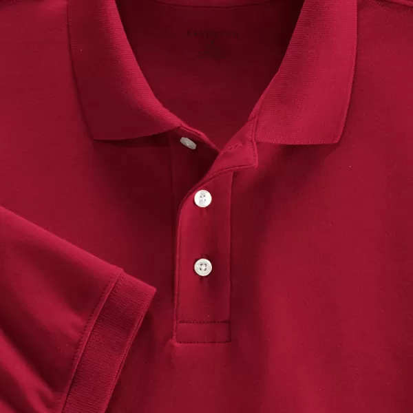 Lands End School Uniform Womens Short Sleeve Interlock Polo ShirtRed