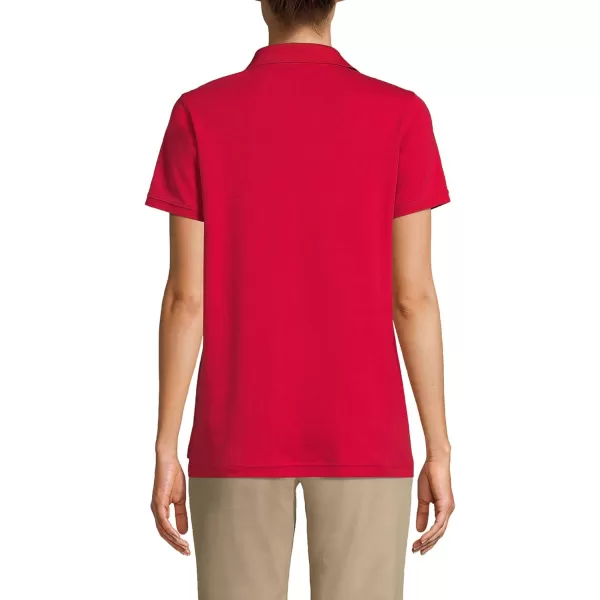 Lands End School Uniform Womens Short Sleeve Interlock Polo ShirtRed