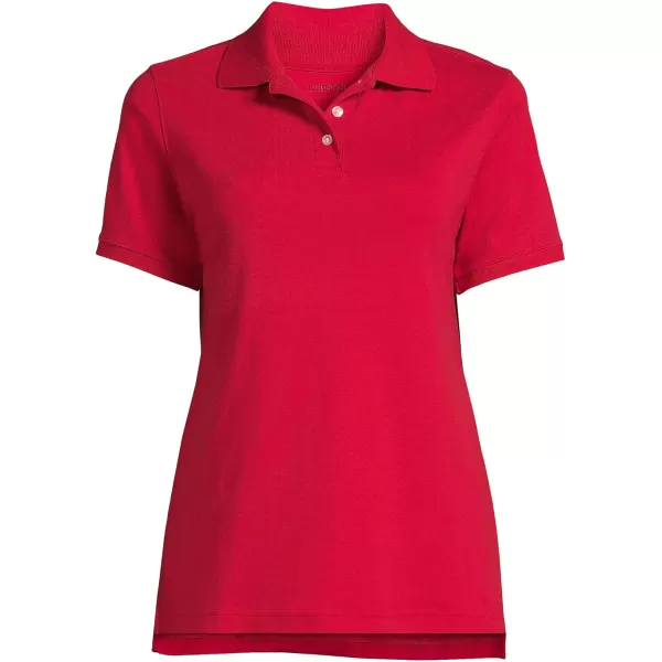 Lands End School Uniform Womens Short Sleeve Interlock Polo ShirtRed