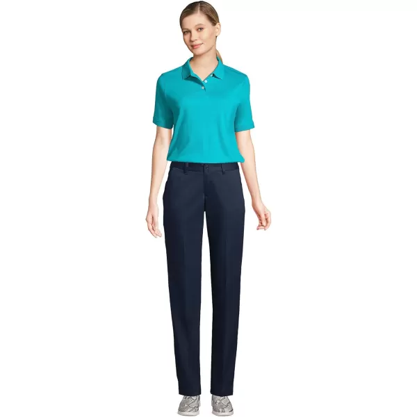 Lands End School Uniform Womens Short Sleeve Interlock Polo ShirtTeal Breeze