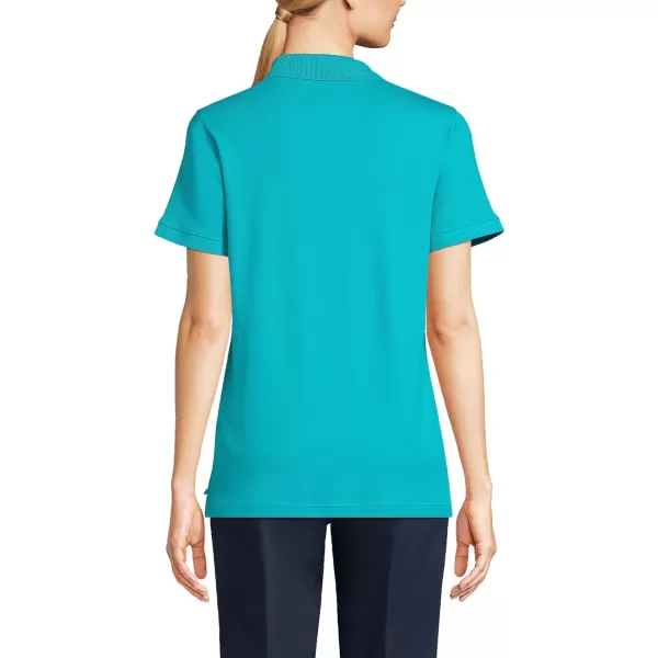 Lands End School Uniform Womens Short Sleeve Interlock Polo ShirtTeal Breeze