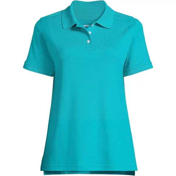 Lands End School Uniform Womens Short Sleeve Interlock Polo ShirtTeal Breeze