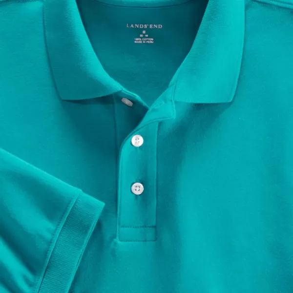 Lands End School Uniform Womens Short Sleeve Interlock Polo ShirtTeal Breeze