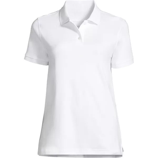 Lands End School Uniform Womens Short Sleeve Interlock Polo ShirtWhite