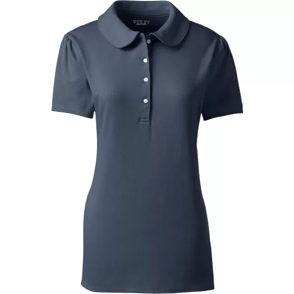 Lands End School Uniform Womens Short Sleeve Peter Pan Collar Polo ShirtClassic Navy