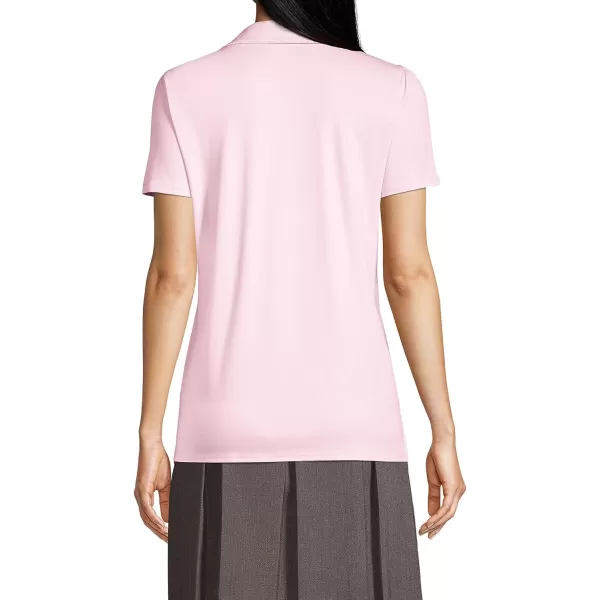 Lands End School Uniform Womens Short Sleeve Peter Pan Collar Polo ShirtIce Pink