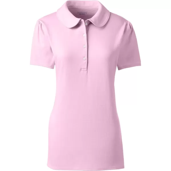 Lands End School Uniform Womens Short Sleeve Peter Pan Collar Polo ShirtIce Pink