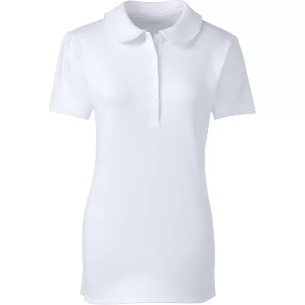 Lands End School Uniform Womens Short Sleeve Peter Pan Collar Polo ShirtWhite