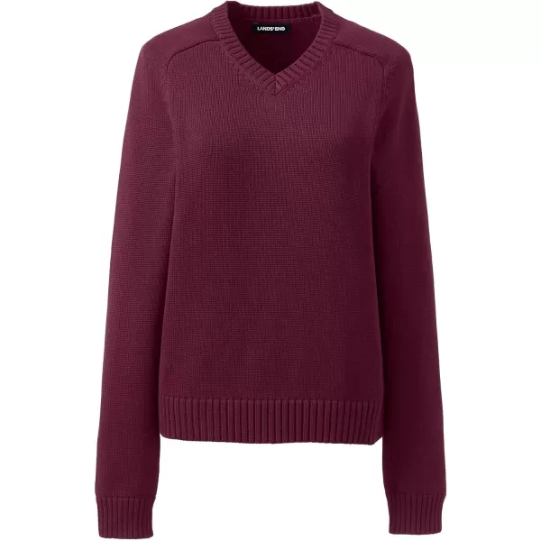 Lands End School Uniform Young Womens Cotton Modal VNeck SweaterBurgundy