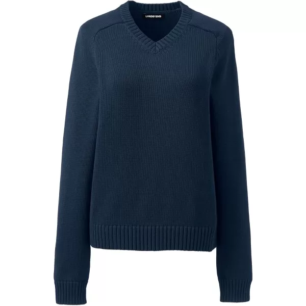 Lands End School Uniform Young Womens Cotton Modal VNeck SweaterClassic Navy