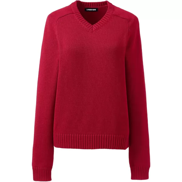 Lands End School Uniform Young Womens Cotton Modal VNeck SweaterRed