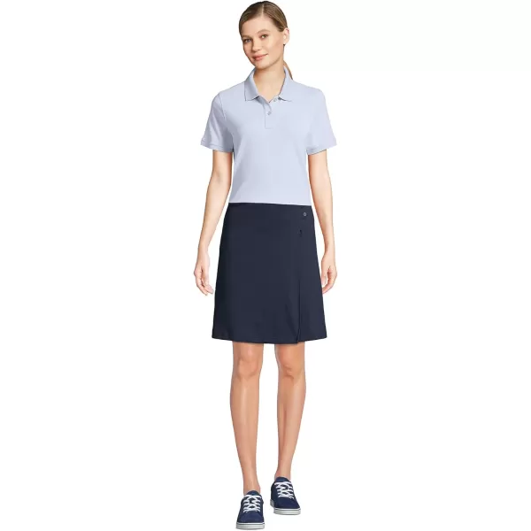 Lands End School Uniform Young Womens Short Sleeve Mesh Polo ShirtBlue