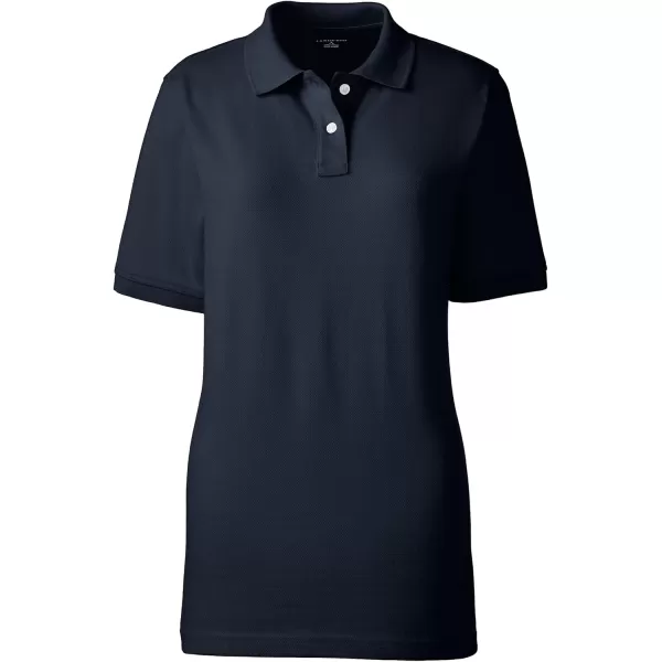 Lands End School Uniform Young Womens Short Sleeve Mesh Polo ShirtClassic Navy