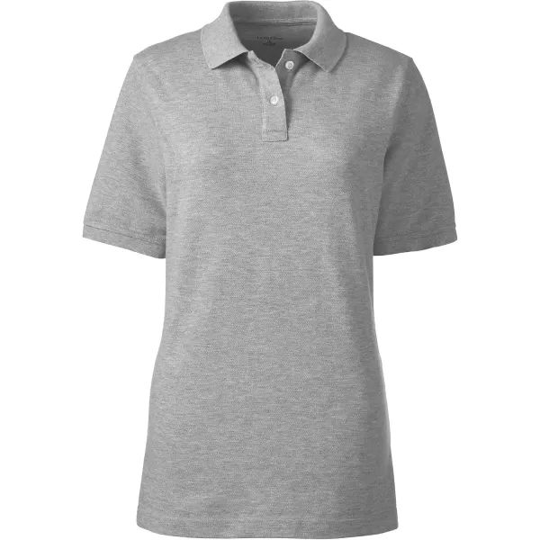 Lands End School Uniform Young Womens Short Sleeve Mesh Polo ShirtGray Heather