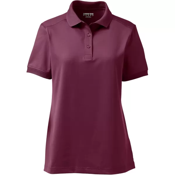 Lands End School Uniform Young Womens Short Sleeve Rapid Dry Polo ShirtBurgundy