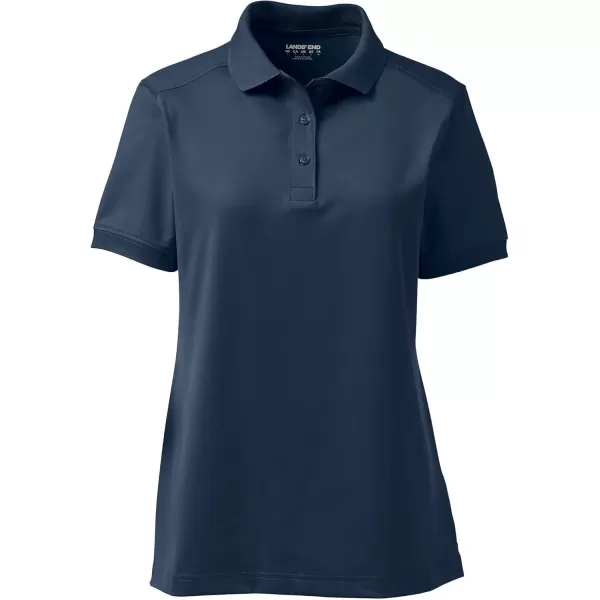 Lands End School Uniform Young Womens Short Sleeve Rapid Dry Polo ShirtClassic Navy