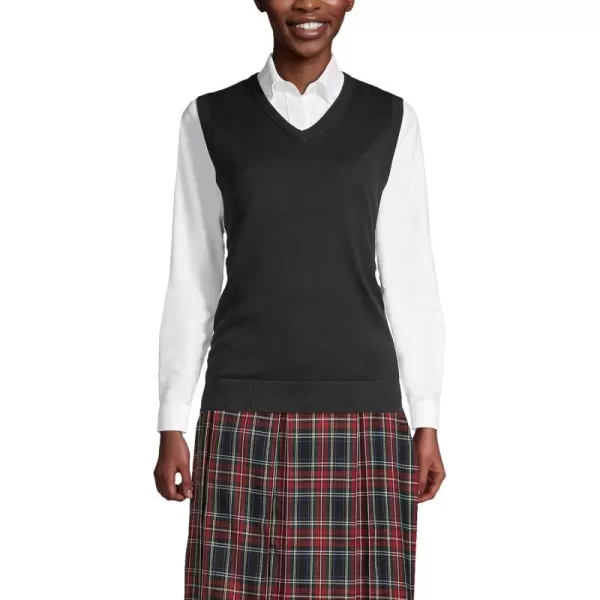 Lands End School Uniform Womens Cotton Modal Fine Gauge Sweater VestBlack