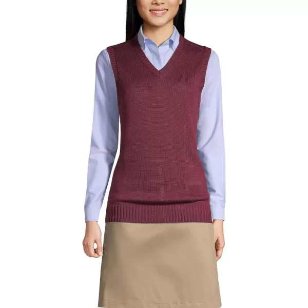 Lands End School Uniform Womens Cotton Modal Sweater VestBurgundy