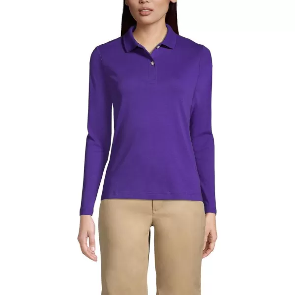 Lands End School Uniform Womens Long Sleeve Feminine Fit Interlock Polo ShirtDeep Purple