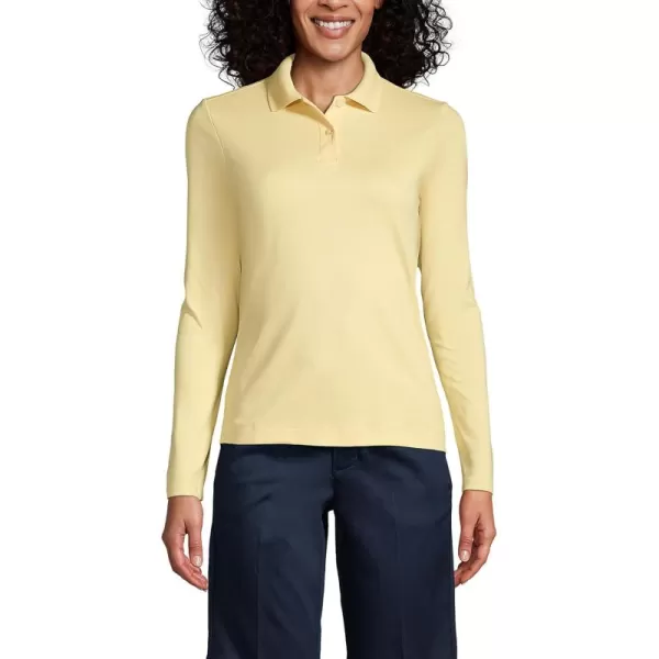 Lands End School Uniform Womens Long Sleeve Feminine Fit Interlock Polo ShirtMaize