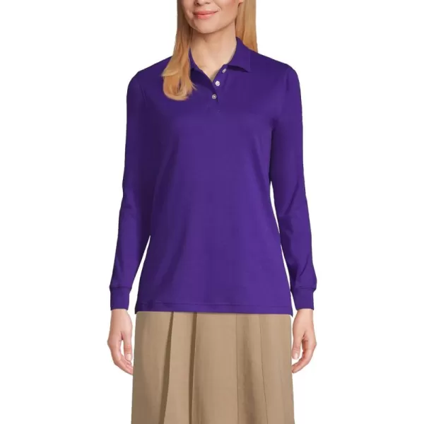 Lands End School Uniform Womens Long Sleeve Interlock Polo ShirtDeep Purple