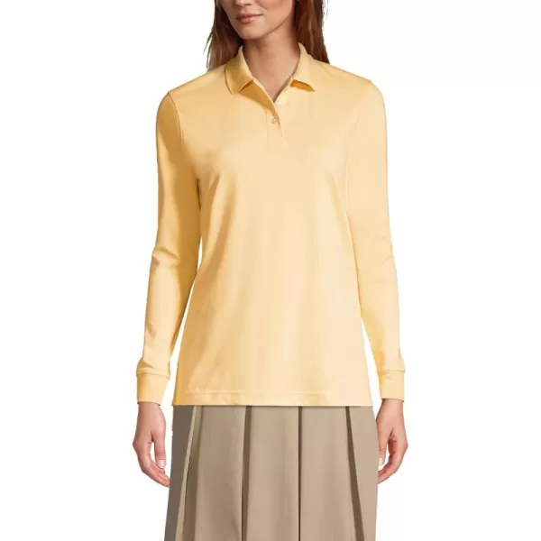 Lands End School Uniform Womens Long Sleeve Interlock Polo ShirtMaize