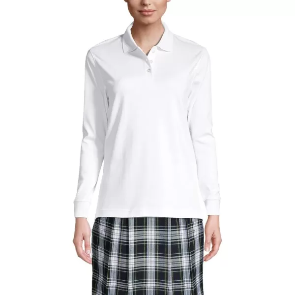 Lands End School Uniform Womens Long Sleeve Interlock Polo ShirtWhite