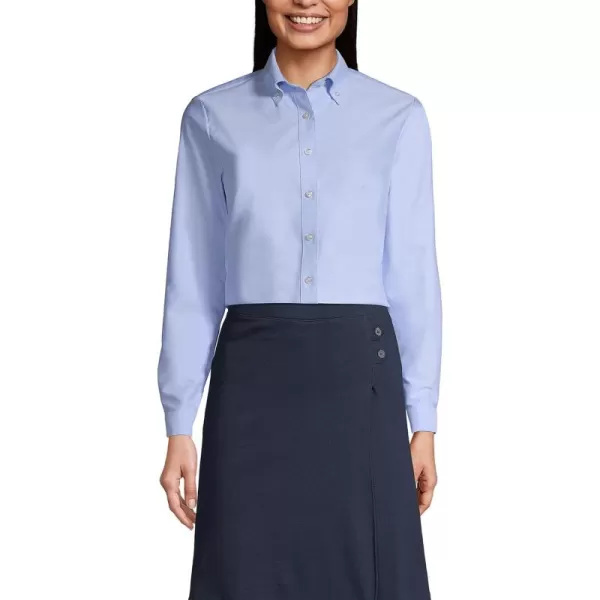 Lands End School Uniform Womens Long Sleeve Oxford Dress ShirtBlue