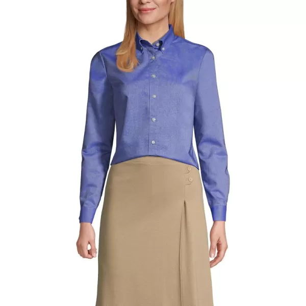 Lands End School Uniform Womens Long Sleeve Oxford Dress ShirtFrench Blue