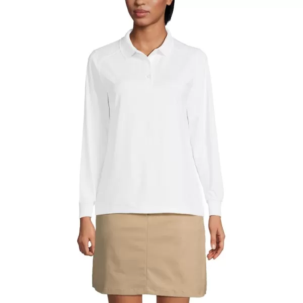 Lands End School Uniform Womens Long Sleeve Rapid Dry Polo ShirtWhite