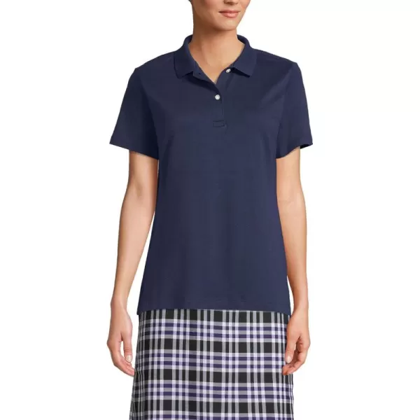 Lands End School Uniform Womens Short Sleeve Feminine Fit Interlock Polo ShirtClassic Navy