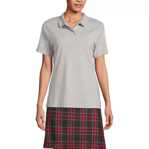 Lands End School Uniform Womens Short Sleeve Feminine Fit Interlock Polo ShirtGray Heather