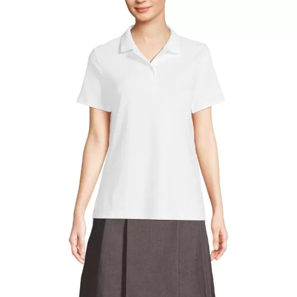 Lands End School Uniform Womens Short Sleeve Feminine Fit Interlock Polo ShirtWhite