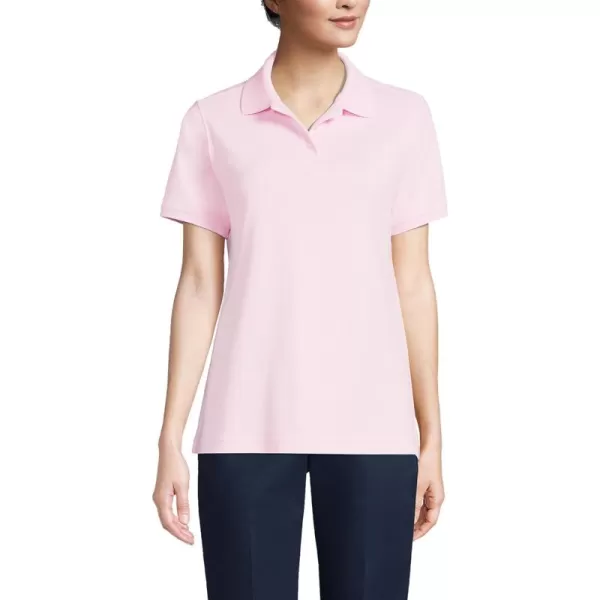 Lands End School Uniform Womens Short Sleeve Interlock Polo ShirtIce Pink