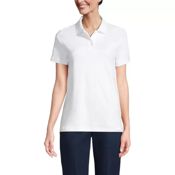 Lands End School Uniform Womens Short Sleeve Interlock Polo ShirtWhite