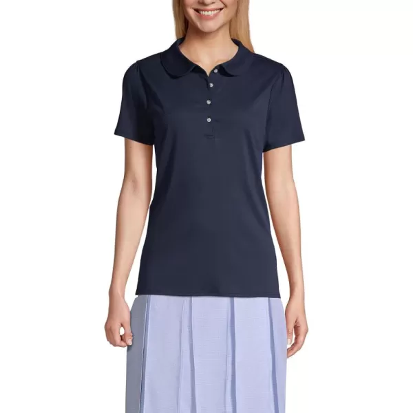 Lands End School Uniform Womens Short Sleeve Peter Pan Collar Polo ShirtClassic Navy