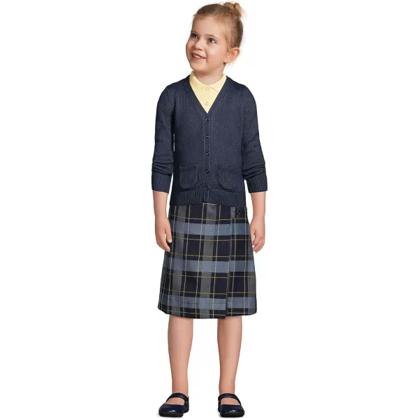 Lands End School Uniform Girls Solid Aline Skirt Below The KneeClassic Navy Plaid