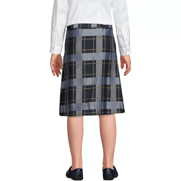 Lands End School Uniform Girls Solid Aline Skirt Below The KneeClassic Navy Plaid