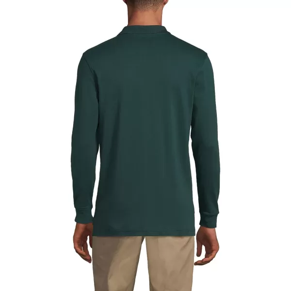 Lands End School Uniform Mens Long Sleeve Interlock Polo ShirtEvergreen