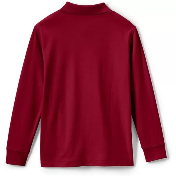 Lands End School Uniform Mens Long Sleeve Interlock Polo ShirtRed