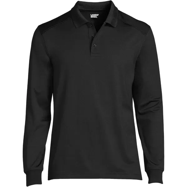 Lands End School Uniform Mens Long Sleeve Rapid Dry Polo ShirtBlack